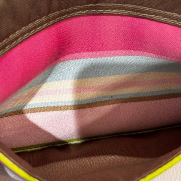 Y2K Vintage Coach Soho Hamptons Legacy Pastel Stripe Buckle Wristlet Pink Strap - Picture 6 of 7